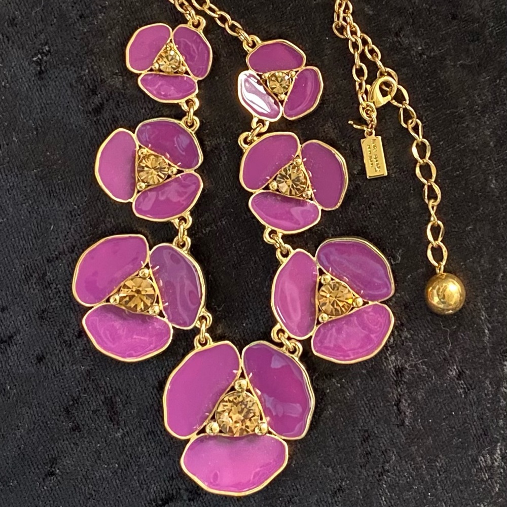 Kate Spade pansy rhinestone necklace